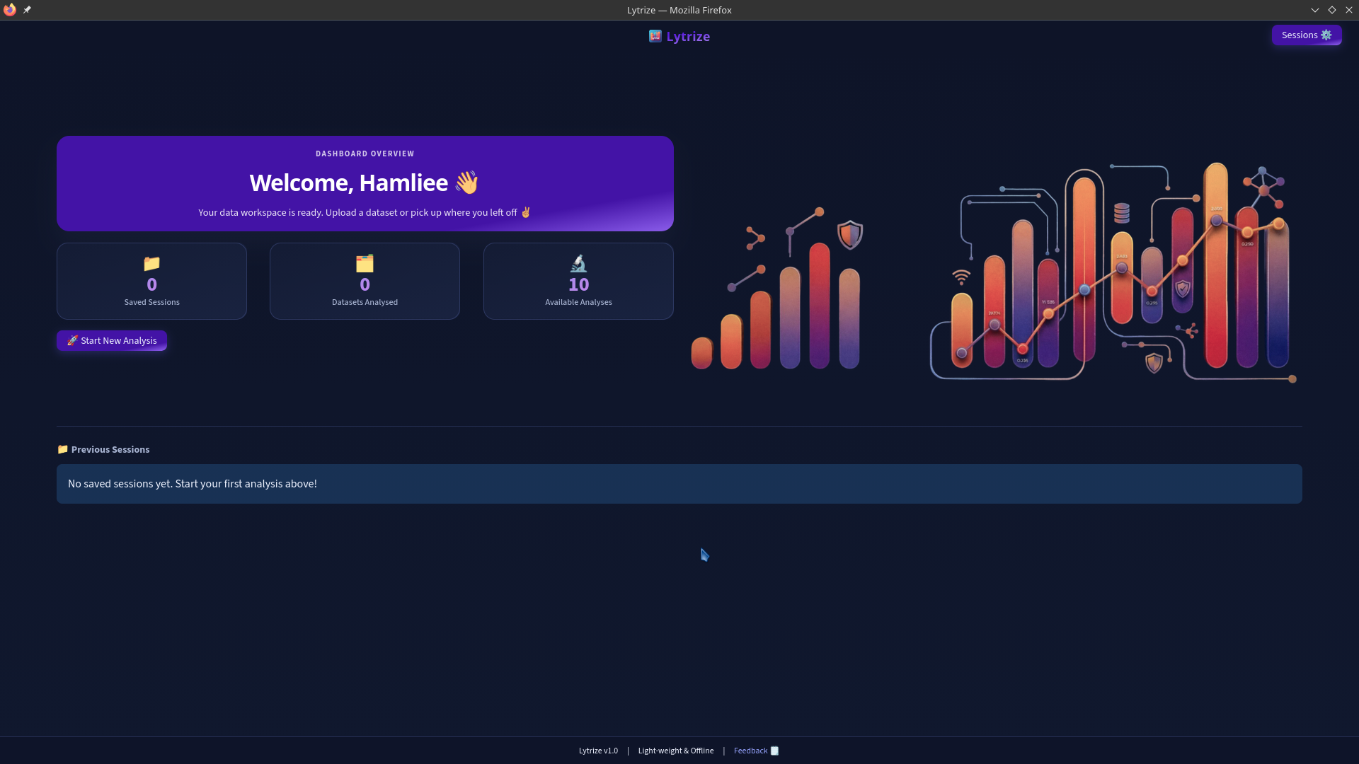 Lytrize welcome and home screen